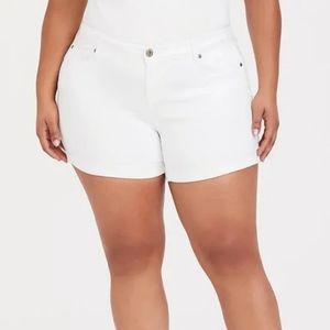Torrid Jean Shorts White Denim Midi Shorts 18 Plus Size